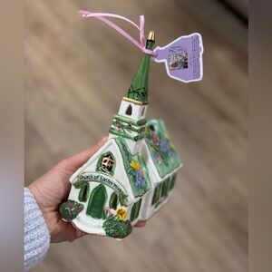 Green and White Easter Church Ornament